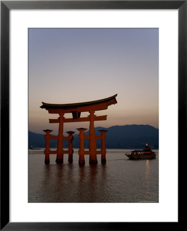 Vermillion Coloured 'Floating' Torii Gate Illuminated At Dusk, A Shinto Shrine Gate, Miyajima by Gavin Hellier Pricing Limited Edition Print image