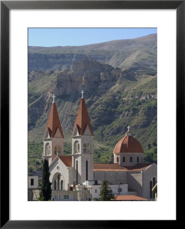 St. Saba Church, Red Tile Roofed Town, Bcharre, Qadisha Valley, North Lebanon, Middle East by Christian Kober Pricing Limited Edition Print image