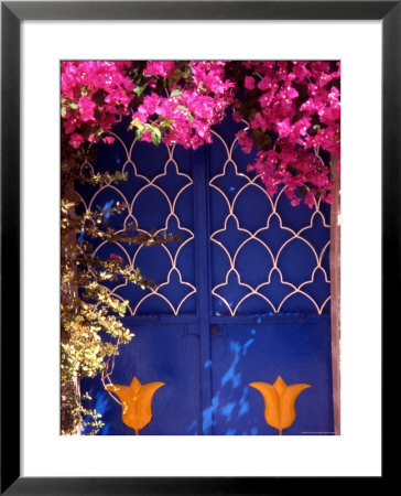 Blue Doors And Bougainvillea, Koskinou Village, Rhodes, Dodecanese Islands, Greece by Steve Outram Pricing Limited Edition Print image
