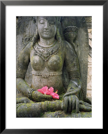 Statue With Flower Offering, Odalan, Ceremony, At Bataun Temple, Bali, Indonesia, Asia by Bruno Morandi Pricing Limited Edition Print image