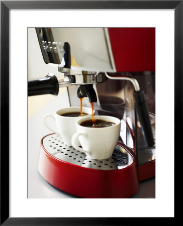 Espresso Running Into Espresso Cups by Gerrit Buntrock Pricing Limited Edition Print image
