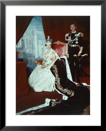 Queen Elizabeth Ii In Coronation Robes With The Duke Of Edinburgh, England by Cecil Beaton Pricing Limited Edition Print image
