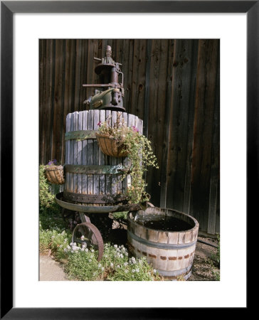 Oak Barrel And Grape Press Fountain At Harmony Winery by Rich Reid Pricing Limited Edition Print image