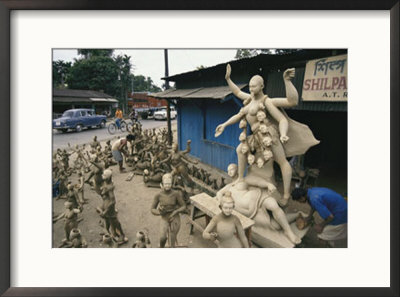Statues Of Kali Line A Road In Ledo by Maria Stenzel Pricing Limited Edition Print image