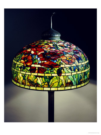 An Oriental Poppy Leaded Glass Floor Lamp by Tiffany Studios Pricing Limited Edition Print image