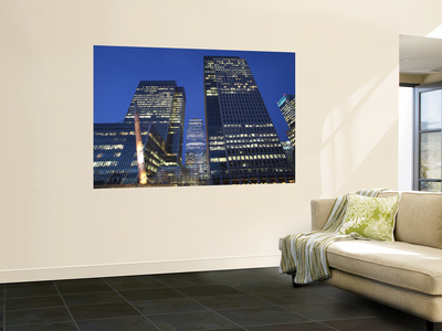 England, London, Docklands, Canary Wharf, Office Buildings At Night by Steve Vidler Pricing Limited Edition Print image