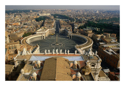 Aerial View Of Pizza San Pietro And City From Dome Of St. Peter's Basilica, Vatican City by Jon Davison Pricing Limited Edition Print image