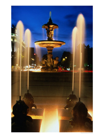 Fountains At Dusk, Madrid, Spain by Jeff Greenberg Pricing Limited Edition Print image