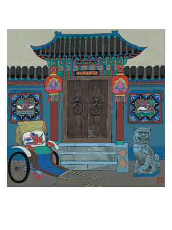 Stone Lion And Rickshaw Gate by Chen Lian Xing Pricing Limited Edition Print image