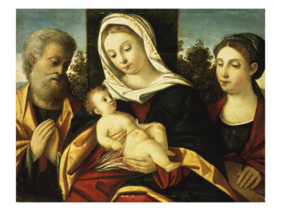 The Holy Family With Saint Catherine by Andrea Previtali Pricing Limited Edition Print image