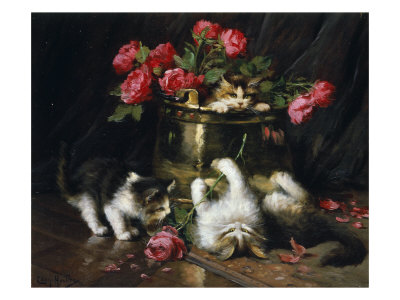 Playful Kittens by Leon Charles Huber Pricing Limited Edition Print image