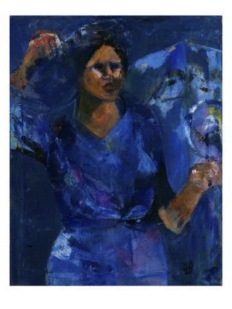 Blue Woman With Mirror by Hyacinth Manning-Carner Pricing Limited Edition Print image