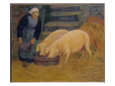 Girl Feeding Two Piglets by Paul Serusier Pricing Limited Edition Print image