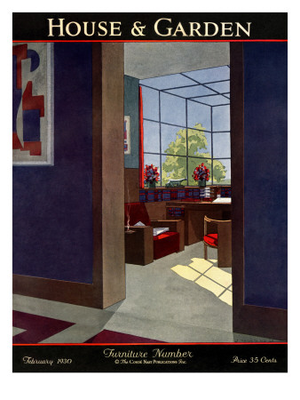 House & Garden Cover - February 1930 by Jean Pages Pricing Limited Edition Print image