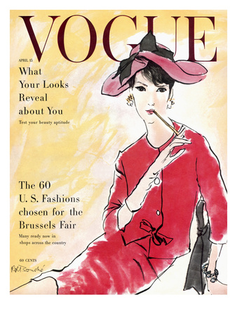 Vogue Cover - April 1958 by Rene R. Bouche Pricing Limited Edition Print image