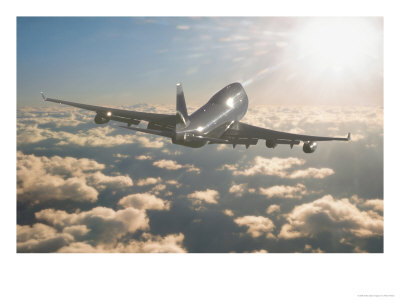 Jumbo Jet Above Clouds Into Sunlight by Peter Walton Pricing Limited Edition Print image