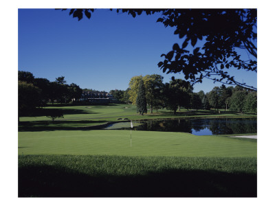 Baltusrol Golf Club, Hole 4, Pond And Two-Tiered Green by Stephen Szurlej Pricing Limited Edition Print image