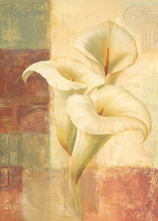 Lilies In Coral by Fabrice De Villeneuve Pricing Limited Edition Print image