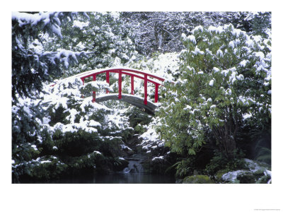 Moon Bridge In Kabota Gardens, Seattle, Washington, Usa by Julie Eggers Pricing Limited Edition Print image