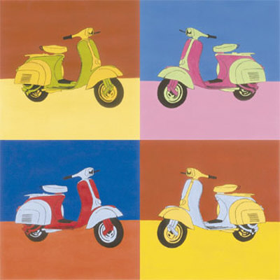 Four Motor Scooters by Miriam Bedia Pricing Limited Edition Print image