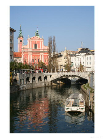 Ljubljanica River With Presernov Trg In Background, Ljubljana, Slovenia by Jonathan Smith Pricing Limited Edition Print image