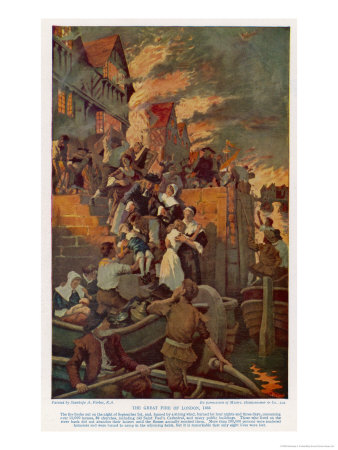 Citizens Escape The Flames By Boat As The Fire Approaches The Thames by Stanhope Alexander Forbes Pricing Limited Edition Print image