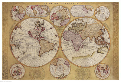 Antique Map, Globe Terrestre, 1690 by Vincenzo Coronelli Pricing Limited Edition Print image