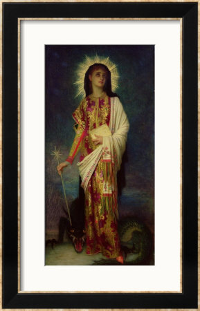 St. Margaret Slaying The Dragon by Ernest Antoine Hebert Pricing Limited Edition Print image