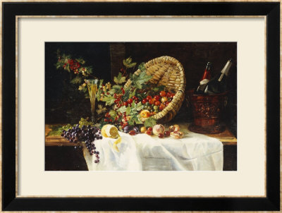 Cherries And Gooseberries In A Basket, 1859 by Gertrud Trefftz Pricing Limited Edition Print image