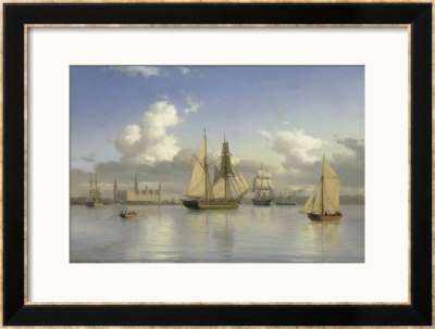 Sailing Vessels Off Kronborg Castle, Sweden, 1880 by Carl Emil Baagoe Pricing Limited Edition Print image