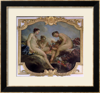 The Three Graces, Decorative Panel From The Bedroom Of The Princess Of Rohan, Circa 1735-40 by Francois Boucher Pricing Limited Edition Print image