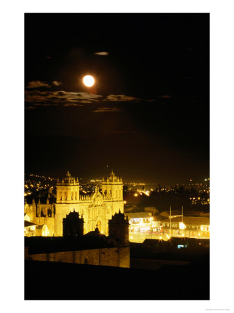 La Catedral On Plaza De Armas With Rising Moon, Cuzco, Peru by Ryan Fox Pricing Limited Edition Print image