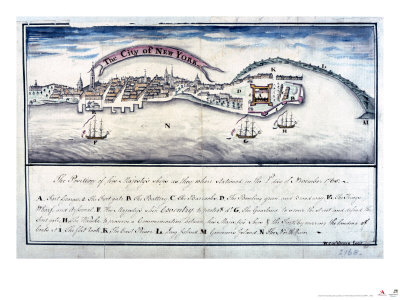 New York, Perspective View Across North River Showing Position Of Hm Ships 1St November 1765 by W. Cockburn Pricing Limited Edition Print image
