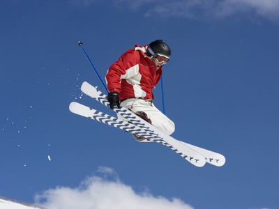 Skier Performing Jumping Trick by Adie Bush Pricing Limited Edition Print image
