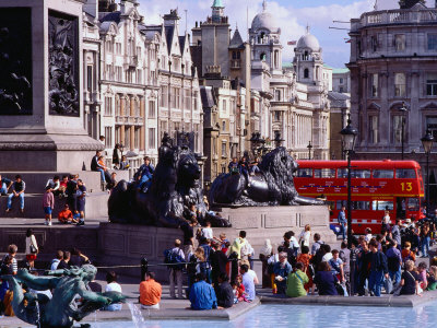 Tourists At Trafalgar Square, London, England by Richard I'anson Pricing Limited Edition Print image