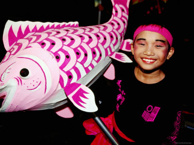 Boy With Fish At Chingay Chinese New Year Party, Singapore by Alain Evrard Pricing Limited Edition Print image