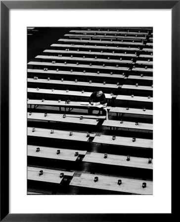 Lone Inmate At San Quentin Prison Writing Letter In Mess Hall by Charles E. Steinheimer Pricing Limited Edition Print image