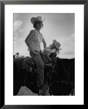 Jean Anne Evans, 14 Month Old Texas Girl, Falling Asleep On Horse With Her Mother by Allan Grant Pricing Limited Edition Print image