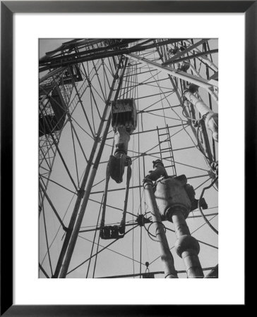 View Looking Up Derrick During Oil Drilling Operations Off Louisiana Coast by Margaret Bourke-White Pricing Limited Edition Print image