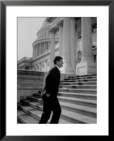 Senator Edward M. Kennedy Walking Up Steps Of Senate Wing by John Dominis Pricing Limited Edition Print image