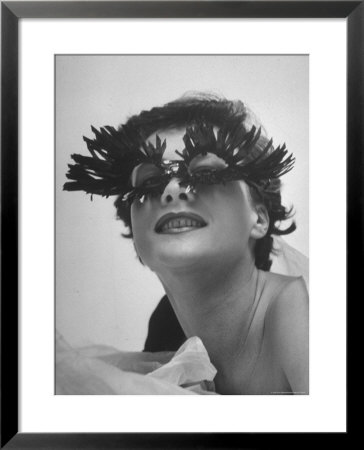 Silly Sunglasses Featuring Long Blue Eyelashes And Small Lenses By Designer Schiaparelli by Gordon Parks Pricing Limited Edition Print image