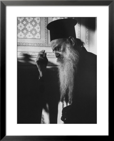 Patriarch Athenagoras At Daily Early Morning Prayer In His Private Chapel by Carlo Bavagnoli Pricing Limited Edition Print image