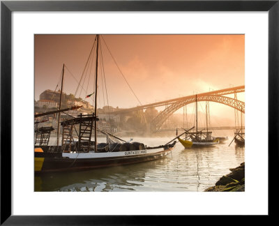 Porto Wine Carrying Barcos, River Douro And City Skyline, Porto, Portugal by Michele Falzone Pricing Limited Edition Print image
