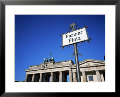 Street Sign And Brandenburg Gate, Berlin, Germany by Hans Peter Merten Pricing Limited Edition Print image