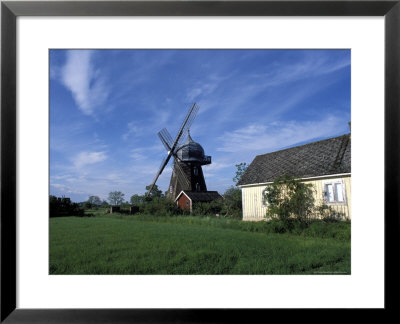 Landscape With Wooden Windmill And Two Houses In The Village Of Kvarnbacken, Oland Island, Sweden by Richard Nebesky Pricing Limited Edition Print image
