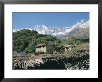 Thakkali House With Dhaulagiri Behind, Kali Gandaki Valley, Annapurna Region, Himalayas, Nepal by Tony Waltham Pricing Limited Edition Print image