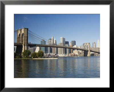 Manhattan Skyline, Brooklyn Bridge And The East River, New York City, New York, Usa by Amanda Hall Pricing Limited Edition Print image