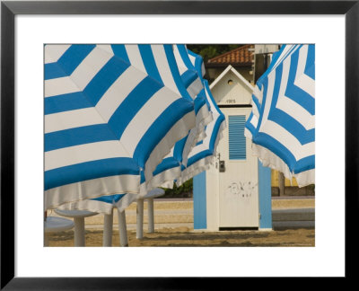 Umbrellas And Beach Hut, Jesolo, Venetian Lagoon, Veneto, Italy, Europe by James Emmerson Pricing Limited Edition Print image