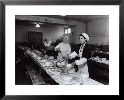 Two Cooks Serving Soup At The Company Cafeteria Of The Shoe Maker Montanari In Forli by A. Villani Pricing Limited Edition Print image