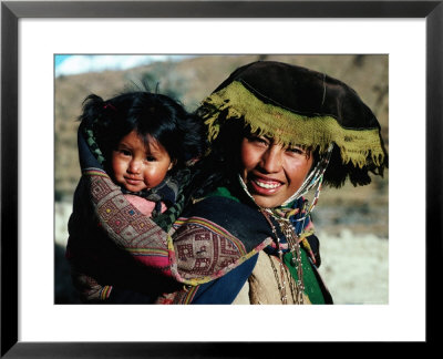 Mother Carrying Daughter Swathed In Hand Woven Fabrics, Peru by Richard I'anson Pricing Limited Edition Print image